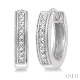 1/10 ctw Scooped Center Round Cut Diamond Huggie Petite Earrings in 10K White Gold
